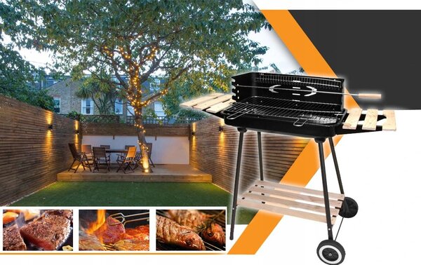 Záhradný gril obĺžnikový na kolesách Dr. Grill