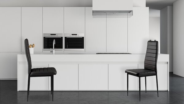 ModernHome Sada 4 stoličiek z ekokože, vysoké operadlo - čierne