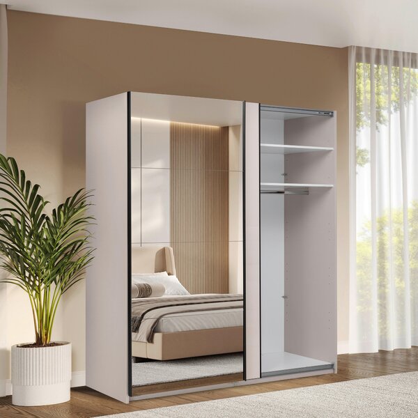SKRIŇA S POSUVNÝMI DVERAMI, kašmírová, 200/210/62 cm MID.YOU - Skrine, Online Only