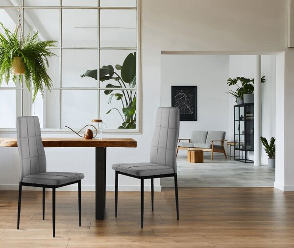 ModernHome Sada 4 ks šedých čalúnených jedálenských stoličiek