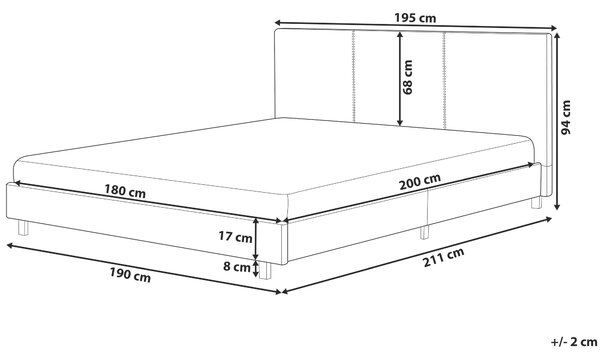 Posteľ sivá s roštom polyesterový čalúnený rám postele 180 x 200 cm moderný dizajn