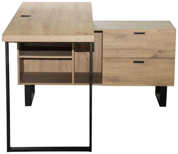 ROHOVÝ PÍSACÍ STÔL, čierna, farba duba, 150/120/75 cm Carryhome - Kancelárske stoly