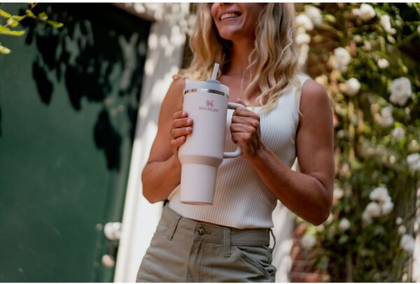 Svetloružová termoska so slamkou z nehrdzavejúcej ocele 1,18 l Quencher H2.0 FlowState Tumbler Rose Quartz – Stanley