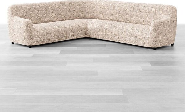 Bielastické poťahy BRILLANTE béžové rohová sedačka (š. 350 - 530 cm)
