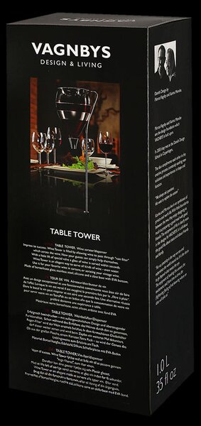 Dekantér na víno Vagnbys Table Tower 1 l – prevzdušňovač, dávkovač (sklo + bridlica)