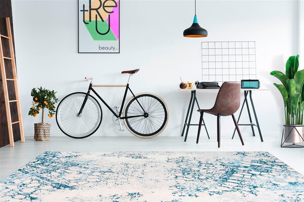 PLOCHO TKANÝ KOBEREC, 80/150 cm modrá, krémová Kayoom - Online Only bytové doplnky, Online Only