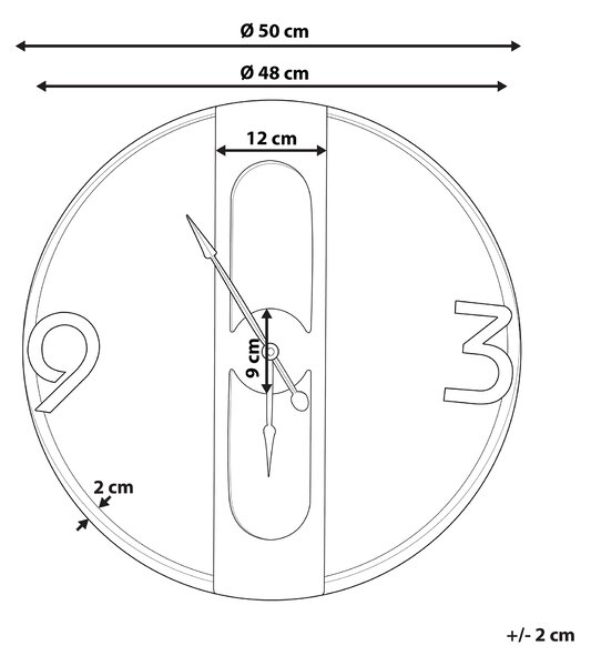 Nástenné hodiny svetlé drevo MDF železo ø 50 cm okrúhly tvar moderný rustikálny štýl obývačka