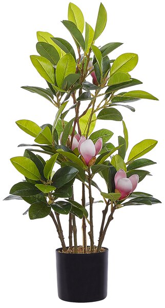 Umelá rastlina v kvetináči, syntetický materiál, zeleno-ružová 70 cm dekorácie z magnólie