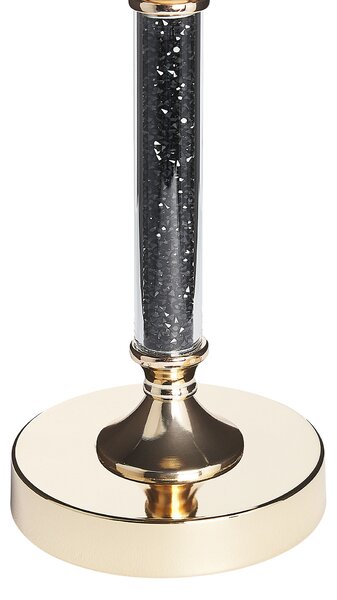 Svietnik zlato-čierny kovový podstavec so skleneným tienidlom 41 cm elegantná dizajnová dekorácia glamour štýl