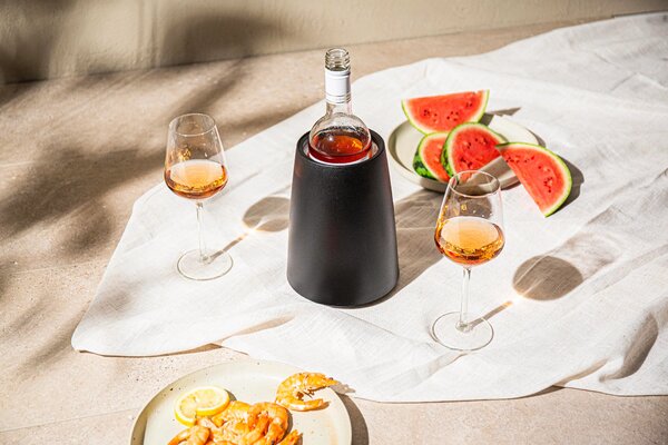 Chladiaca nádoba na víno s aktívnou vložkou ELEGANT Vacu Vin - čierna