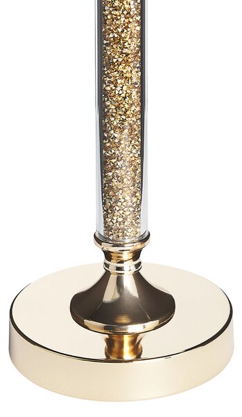 Svietnik zlatý kovový podstavec so skleneným tienidlom 41 cm elegantná dizajnová dekorácia glamour štýl