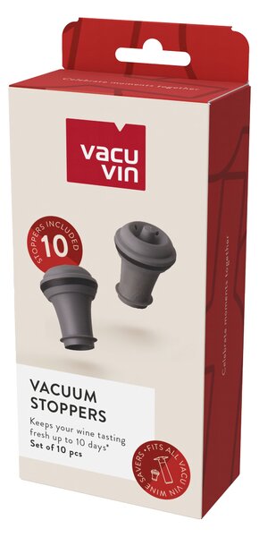 Vákuová zátka na víno Vacu Vin - sivá, 10 ks