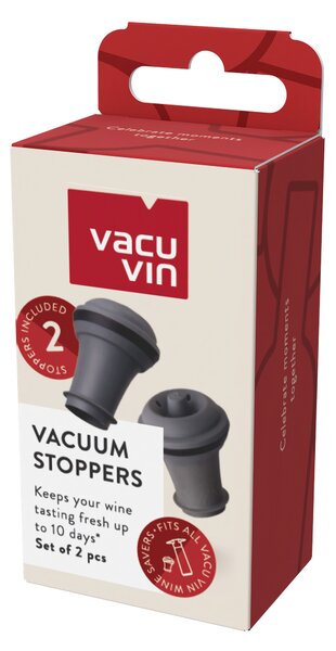 Vákuová zátka na víno Vacu Vin - sivá, 2 ks