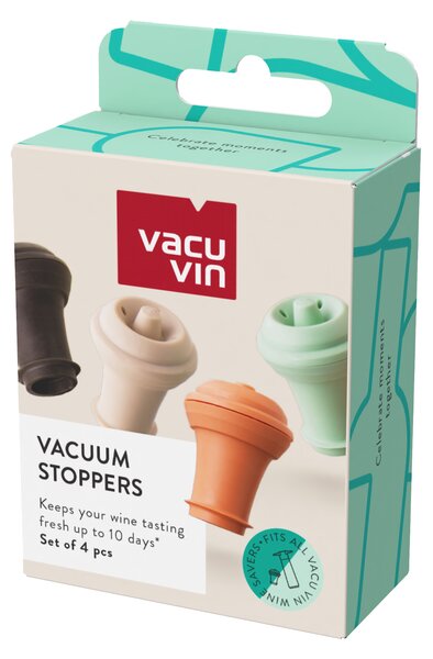 Vákuové zátky na víno Vacu Vin - farebné, 4 ks