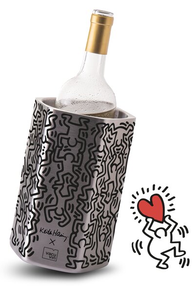 Chladiaca nádoba na víno HIVE Vacu Vin - nerez, edícia Keith Haring