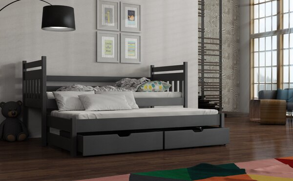 Detská posteľ s prístelkou DEBRA - 80x160, grafit