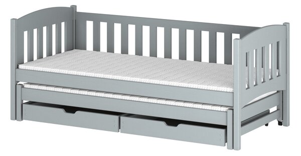 Detská posteľ s prístelkou a zásuvkami ADINA - 80x200, šedá