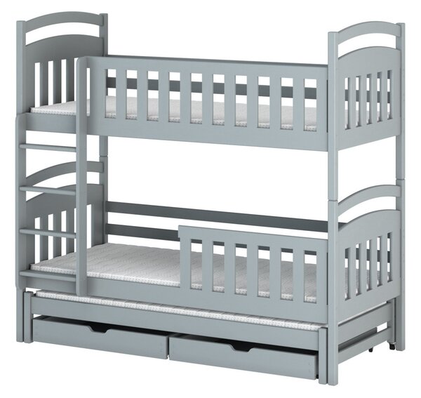 Poschodová posteľ so zásuvkami 90x200 NEFELI - svetlo šedá