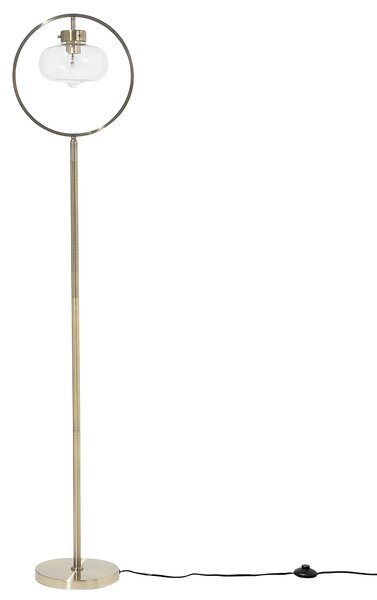 Stojaca lampa zlatá kovová 165 cm okrúhle otvorené geometrické tienidlo odhalená žiarovka retro moderný štýl obývačka spálňa