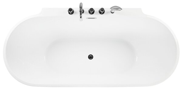 Voľne stojaca vaňa čierna biela akrylát 170 x 80 cm oválny tvar pre 1 osobu moderný štýl kúpeľňa