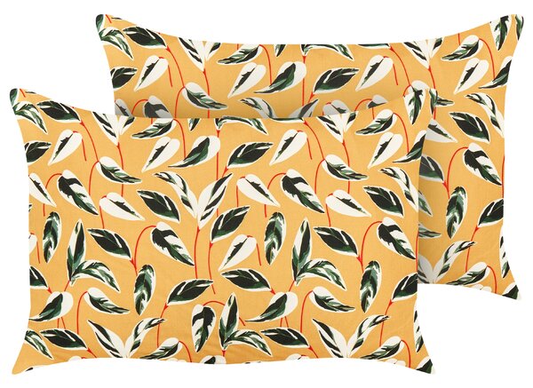 Sada 2 záhradných vankúšov viacfarebná polyester 40 x 60 cm obdĺžniková vzor listov s motívom moderný dizajn