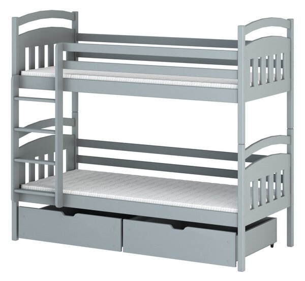 Detská poschodová posteľ s úložným priestorom LUCIE - 90x200, šedá