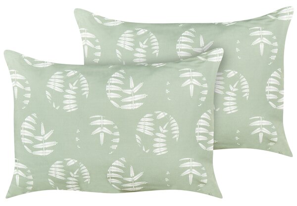 Sada 2 záhradných vankúšov zelená polyester 40 x 60 cm vzor listov s motívom moderný dizajn dekoračný vankúš