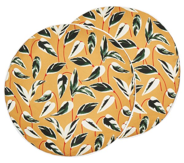 Sada 2 záhradných vankúšov viacfarebná polyester ⌀ 40 cm okrúhla vzor listov s motívom moderný dizajn