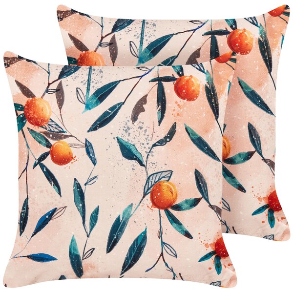 Sada 2 záhradných vankúšov viacfarebná polyester 45 x 45 cm vzor listov moderný štýl vonkajšie dekorácie vodoodolné