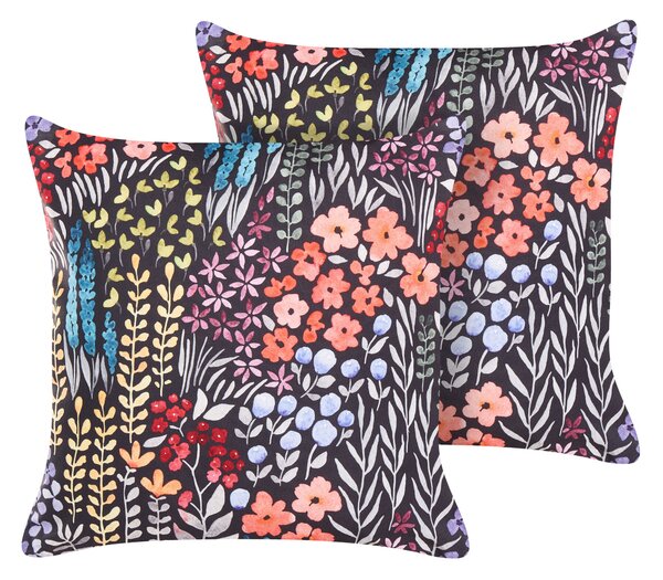 Sada 2 vonkajších vankúšov viacfarebná polyester 45 x 45 cm štvorcová kvetinový vzor dekoračný vankúš záhrada terasa