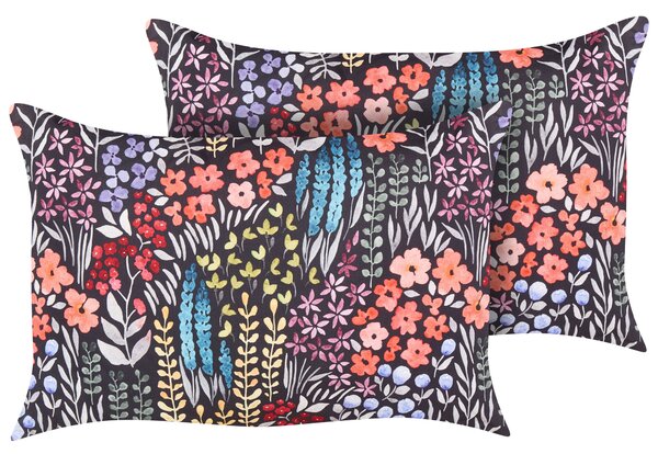 Sada 2 vonkajších vankúšov viacfarebná polyester 40 x 60 cm obdĺžniková kvetinový vzor dekoračný vankúš záhrada terasa