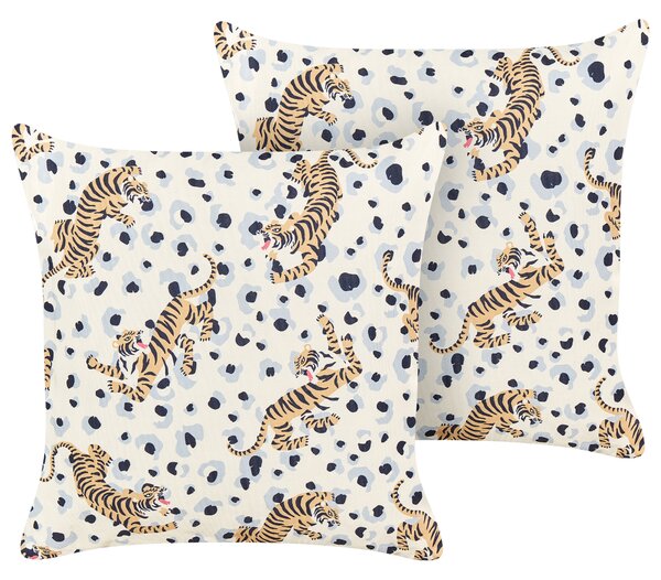Sada 2 záhradných vankúšov viacfarebná polyester 45 x 45 cm štvorcová vzor tigrov moderný dizajn