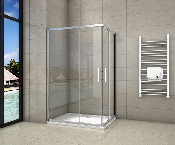 Sprchovací kút štvorcový, SIMPLE 100x100 cm L/P variant, rohový vstup vrátane sprchovej vaničky z liateho mramoru