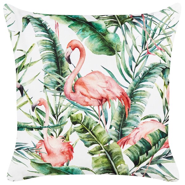 Sada 2 vonkajších vankúšov viacfarebná polyester 45 x 45 cm štvorcová vzor plameniaka záhrada terasa
