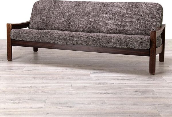 Bielastické poťahy MARMO hnedé trojkreslo s drevenými rúčkami (š. 150 - 200 cm)
