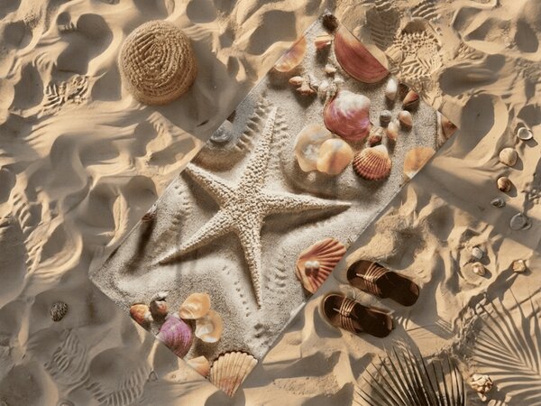 Rýchloschnúca plážová osuška OCEAN SAND farebná 70 x 140 cm, 100% mikrovlákno
