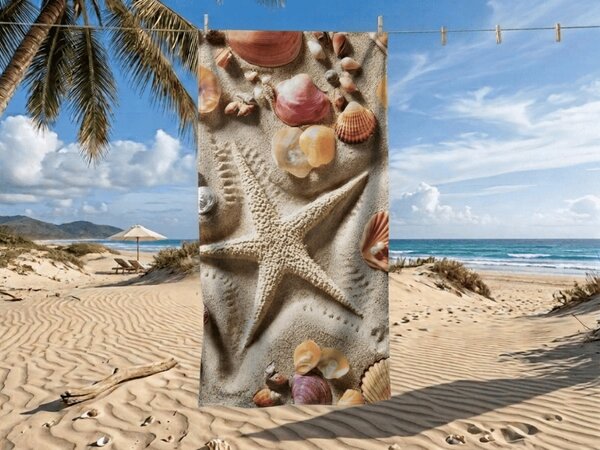 Rýchloschnúca plážová osuška OCEAN SAND farebná 70 x 140 cm, 100% mikrovlákno