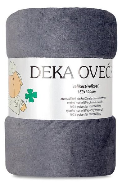 Baránková deka OVEČKA šedá 150 x 200 cm