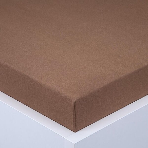 Napínacia plachta na posteľ jersey EXCLUSIVE tmavo hnedá 90 x 200 cm