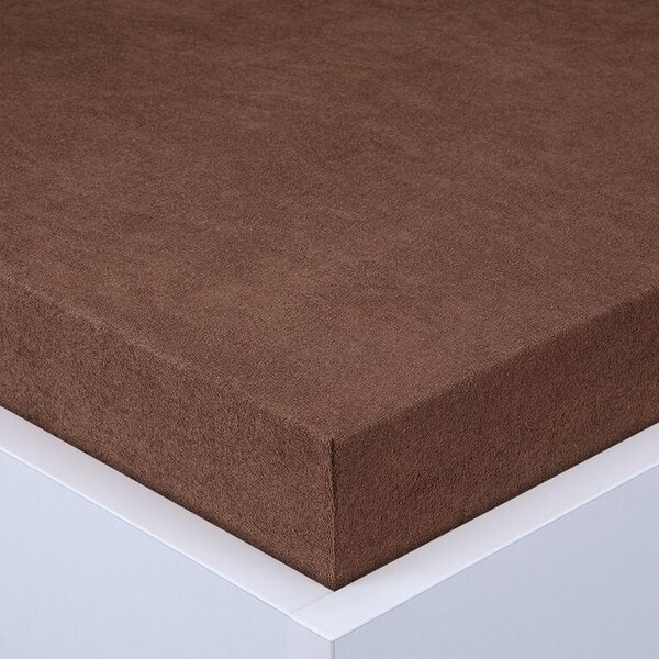 Napínacia plachta na posteľ froté EXCLUSIVE tmavo hnedá 90 x 200 cm
