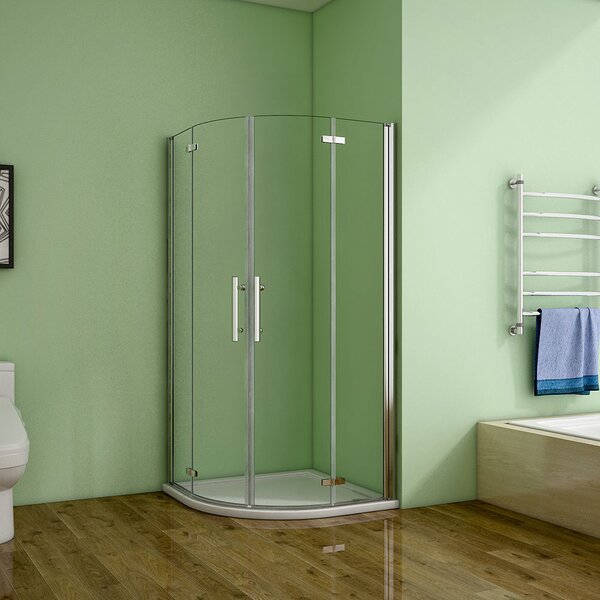Štvrťkruhový sprchovací kút MELODY S4 90 cm s dvojkrídlovými dverami vrátane sprchovej vaničky z liateho mramoru