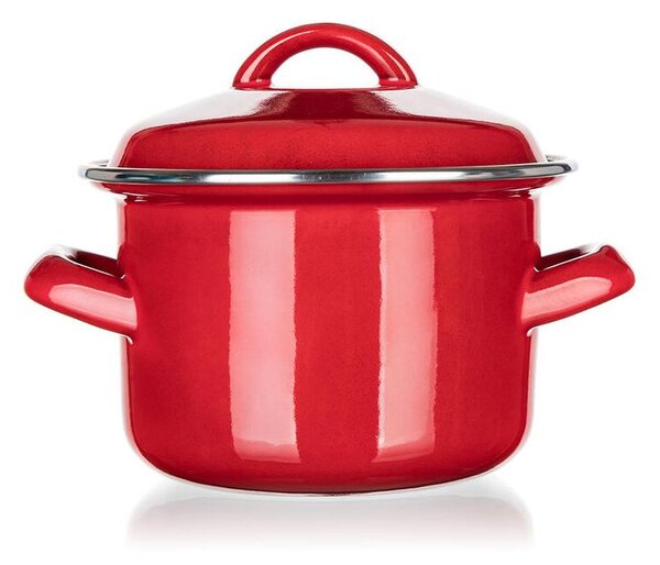 Smaltovaný hrniec s pokrievkou Red MILTON 0,78 l
