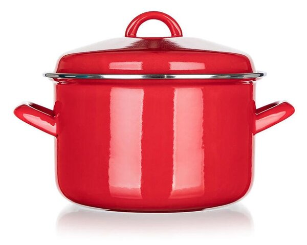 Smaltovaný hrniec s pokrievkou Red MILTON 3,4 l
