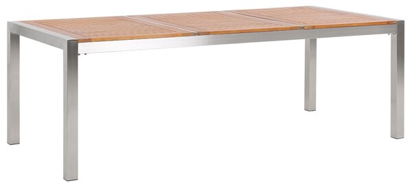 Záhradný jedálenský stôl Sivá a strieborná žula stolný Nerezové nohy Vonkajšia odolnosť 8 sedačiek 220 x 100 x 74 cm