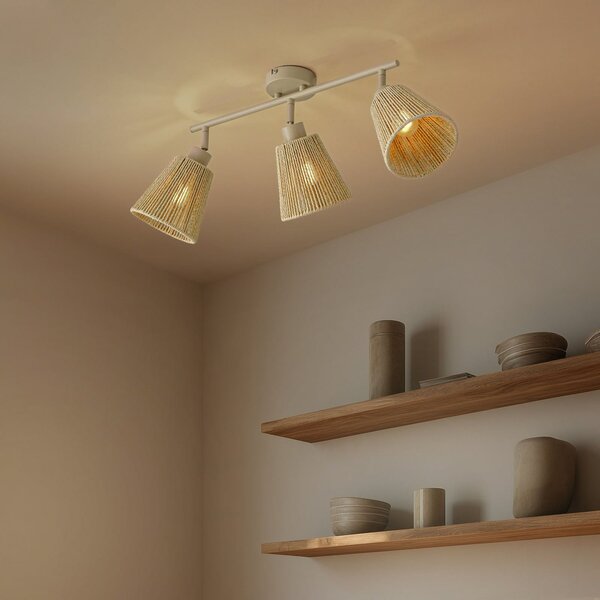 Stropné Lampa Lindby, Anuva, stmievateľné, Béžová, Obývacia izba, Papier / Kartón, Škandinávsky