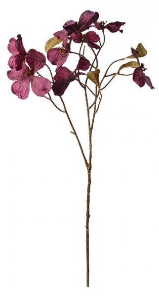 Dekoračná umelá vetvička s fialovými kvetmi - 12*8*72 cm - Clayre & Eef