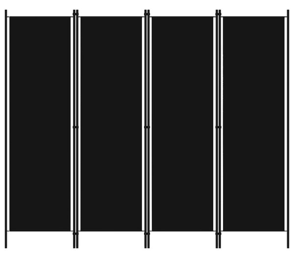 4-panelový paraván čierny 200x180 cm