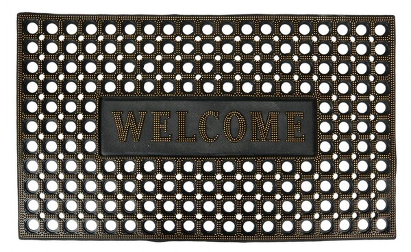 Čierno-zlatá gumová rohožka Welcome - 75*45*1 cm - Clayre & Eef