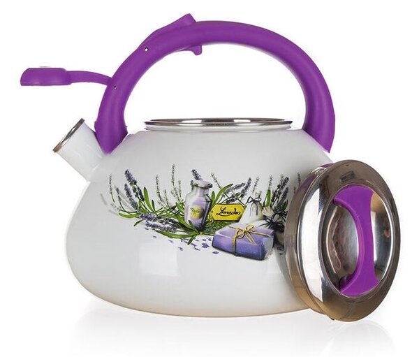 Smaltovaná pískacia kanvica LAVENDER 3 l