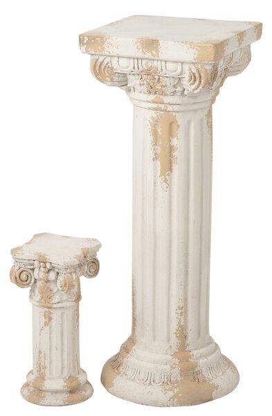Béžový antik dekoračný stĺp pod kvetmi Antiqou - 35*35*92 cm - J-Line by Jolipa